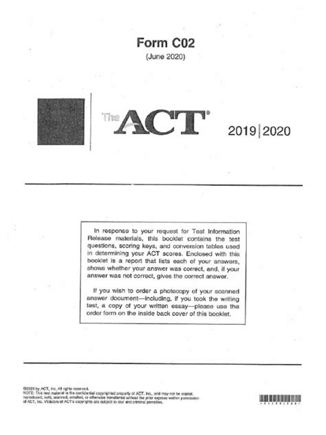 This <b>ACT</b> practice test was made by the same people who make the <b>ACT</b> you'll see on exam day. . Act c02 pdf